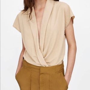 Body Suit Blouse - Beige - size Small